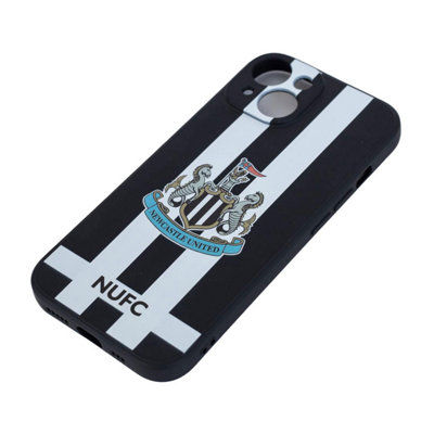  - Newcastle United Fc Iphone 15 Compatible Silicone Striped Phone Case Black/white (One Size)