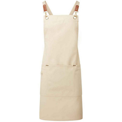 - Premier Cross Back Bib Apron Khaki (One Size)