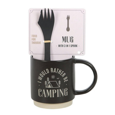 Something Different I Would Rather Be Camping 3 In 1 Mug Set Black (One Size) from B&Q