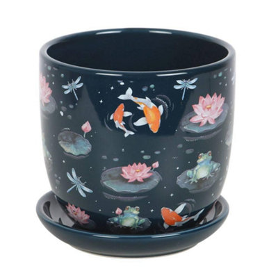 B&Q Something Different Pond Plant Pot With Saucer Multicoloured (One ) 11.2Cm