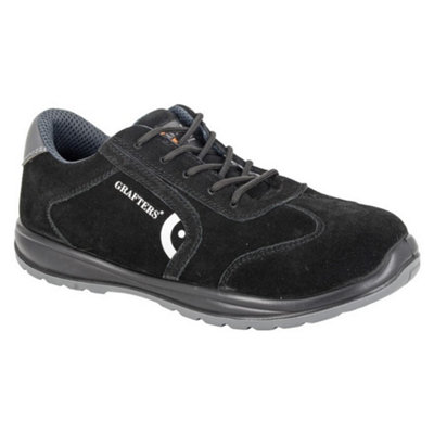 Grafters Mens Suede Safety Trainers Black (12 Uk) from B&Q