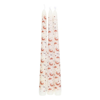 Something Different Taper Harvest Moon Candle Set (Pack Of 3) - White/Brown - Image 3