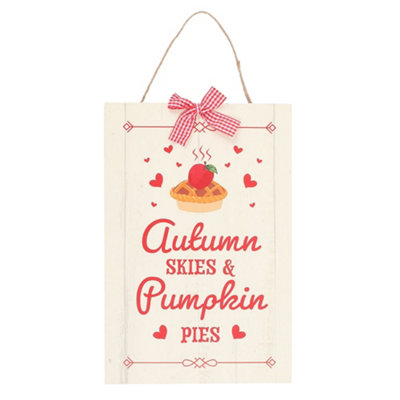  - Something Different Autumn Skies & Pumpkin Pies Hanging Sign Red/white (One Size)