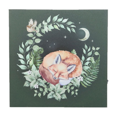  - Something Different Canvas Sleeping Fox Plaque Multicoloured (One Size)