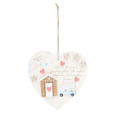 Something Different Life On The Road Caravan Shell Heart Plaque Multicoloured (One Size) from B&Q
