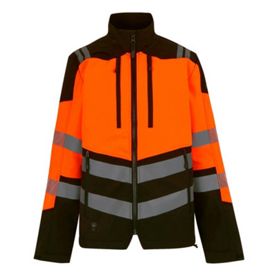 B&Q Black/Orange Regatta Professional Mens Hi-Vis Layer Soft Shell Jacket ) Size 3