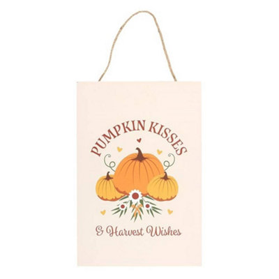 Something Different Pumpkin Kisses & Harvest Wishes Hanging Sign Multicoloured (One Size) from B&Q