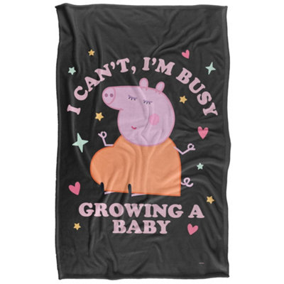 Peppa Pig White Pa Pig Busy Growing A Baby Mummy Pig Blanket (One ) 152Cm B&Q