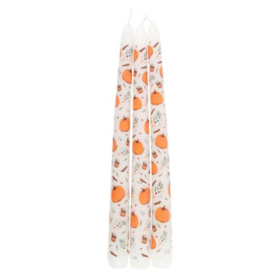 Something Different Taper Pumpkin Candles Set (Pack Of 3) White/orange (One Size) from B&Q