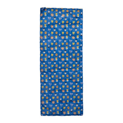 B&Q -  Childrens/kids Animal Print 2 Season Sleeping Bag Blue/multicoloured (One Size)
