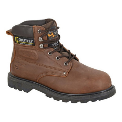 Grafters Mens Crazy Horse Leather Safety Boots Brown (10 Uk) from B&Q
