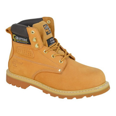 Grafters Mens Crazy Horse Leather Safety Boots Honey (12 Uk) from B&Q