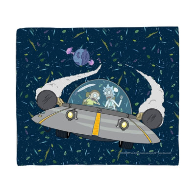 B&Q -  Rick And Morty Flying Space Adventure Fleece Blanket