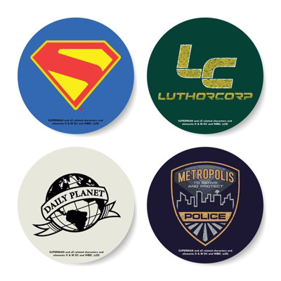 B&Q -  Superman Logo Round Corkbacked Coaster Set