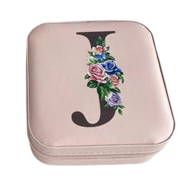  - Krystina's Collection Pink Travel Jewellery Box With Floral InitialLetter J
