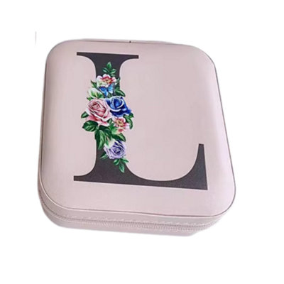  - Krystina's Collection Pink Travel Jewellery Box With Floral InitialLetter L