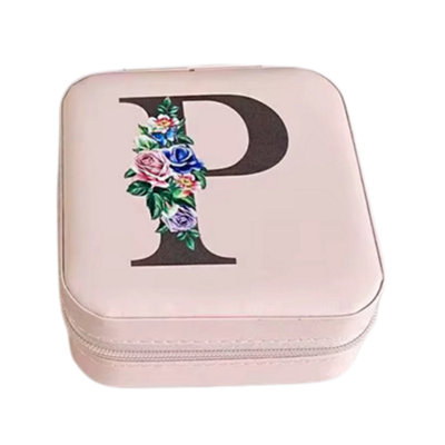  - Krystina's Collection Pink Travel Jewellery Box With Floral InitialLetter P