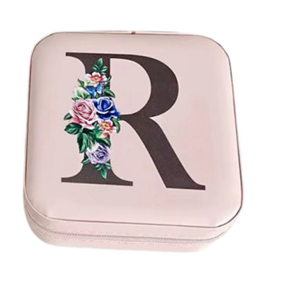  - Krystina's Collection Pink Travel Jewellery Box With Floral InitialLetter R