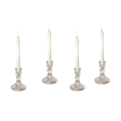 Woodside Home Living Vintage Style Glass Dinner Candle Holder Set Of 4