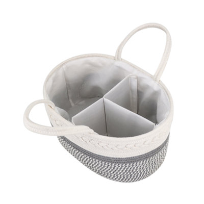  - Cotton Rope Nappy Caddy/baby Organiser BasketGrey