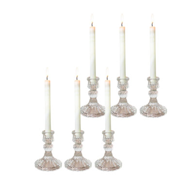 Woodside Home Living Vintage Style Glass Dinner Candle Holder Set Of 6