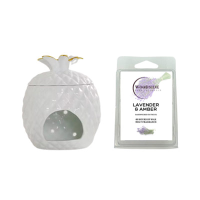 Woodside Home Living Pineapple Shaped Wax Melt Burner With Free Wax MeltLavender & Amber from B&Q