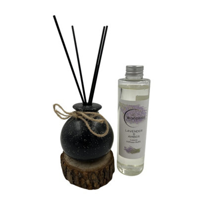 Woodside Round Pastel Black Ceramic Reed Diffuser Vase With Woodside Luxury RefillLavender & Amber from B&Q