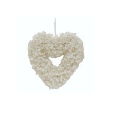 Christmas Wreath 34CmFrosted White Leaf Heart With White Berries from B&Q