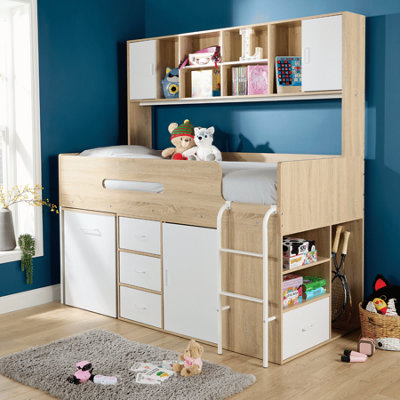 Home Source Marsden Oak And White Cabin Bed With Storage Shelf - Image 5