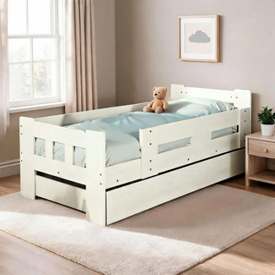 B&Q -  Ackworth Single White Pull Out Trundle Wooden Frame Guest Bed