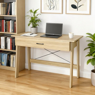 Home Source Winston 1 Full-Width Drawer Oak Effect Home Office Computer Writing Desk from B&Q