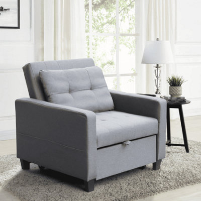 Home Source Charleston 1 Seater Linen Dark Grey Single Sofa Bed from B&Q