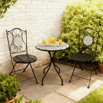 B&Q -  Carlton Mosaic Outdoor Bistro Table & Folding Chairs Set