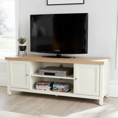 Home Source Avon 2 Door 36mm Thick Top Wide Tv Stand Shelf Unit White from B&Q