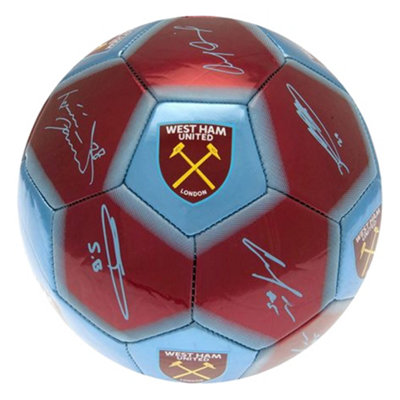 West Ham United Fc Printed Signature Mini Football - Claret/Sky Blue/Yellow - Image 3
