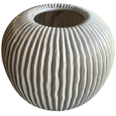B&Q -  Pallida Collection Striped Vase Brown/white/gold (34Cm X 20Cm X 20Cm)