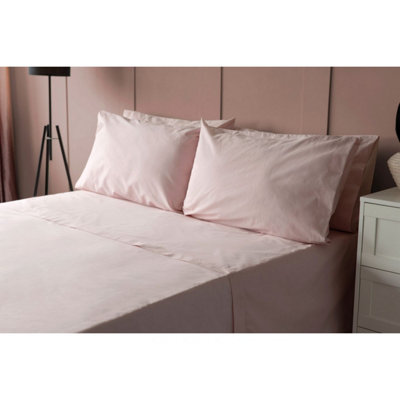 Belledorm 200 Thread Count Cotton Percale Ultra Deep Fitted Sheet Blush (Double) from B&Q