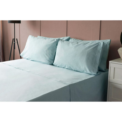  - Belledorm 200 Thread Count Cotton Percale Ultra Deep Fitted Sheet Duck Egg (Superking)