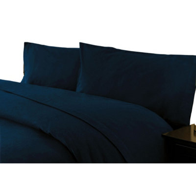 Belledorm Brushed Cotton Extra Deep Fitted Sheet Navy (Double) from B&Q
