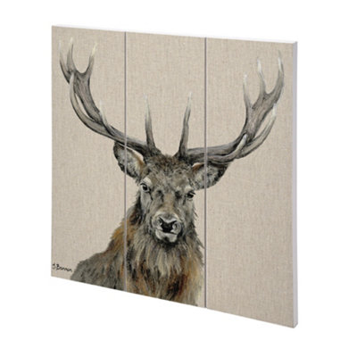 Jane Bannon Percival Wood Plaque White-Beige/brown/grey (30Cm X 30Cm) from B&Q