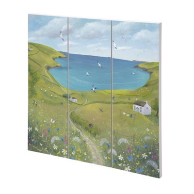  - Julia Crossland Along The Coast Path Wood Plaque Multicoloured (30Cm X 30Cm)