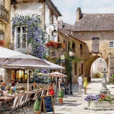 Richard Macneil Courtyard Cafe Canvas Print Multicoloured (40.5Cm X 40.5Cm) from B&Q