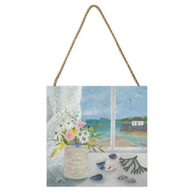  - Julia Crossland Beach Treasures Wooden Block Multicoloured (20Cm X 20Cm X 2.7Cm)