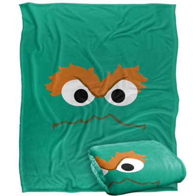 Sesame Street Face Oscar The Grouch Blanket Multicoloured (One Size) from B&Q