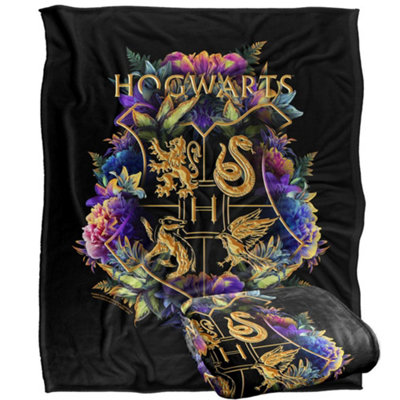 Harry Potter Hogwarts Floral Blanket Multicoloured (One Size) from B&Q