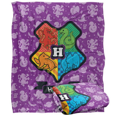 Harry Potter Chibi Hogwarts Crest Blanket Multicoloured (One Size) from B&Q