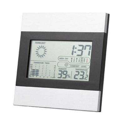 Midocean Digital Desk Clock Matt Silver (One Size) from B&Q