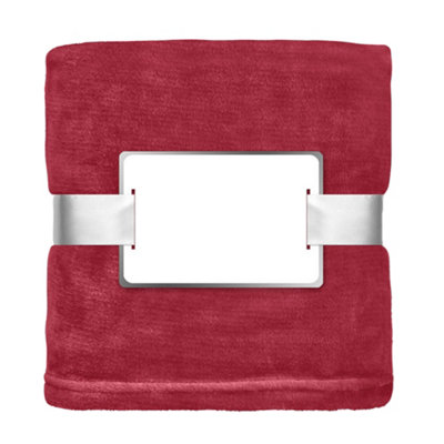Midocean Davos Flannel Blanket Burgundy (One Size) from B&Q