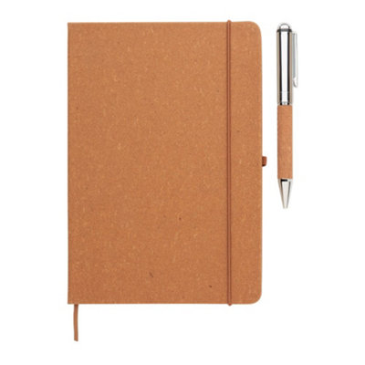 Rackhams Beige Eleganote Leather Notebook & Pen - 19.4Cm X 24Cm X 1.6Cm - Image 3
