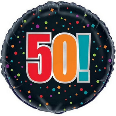 Unique Party Cheer 50Th Birthday Foil Balloon Black/multicoloured (One Size) from B&Q